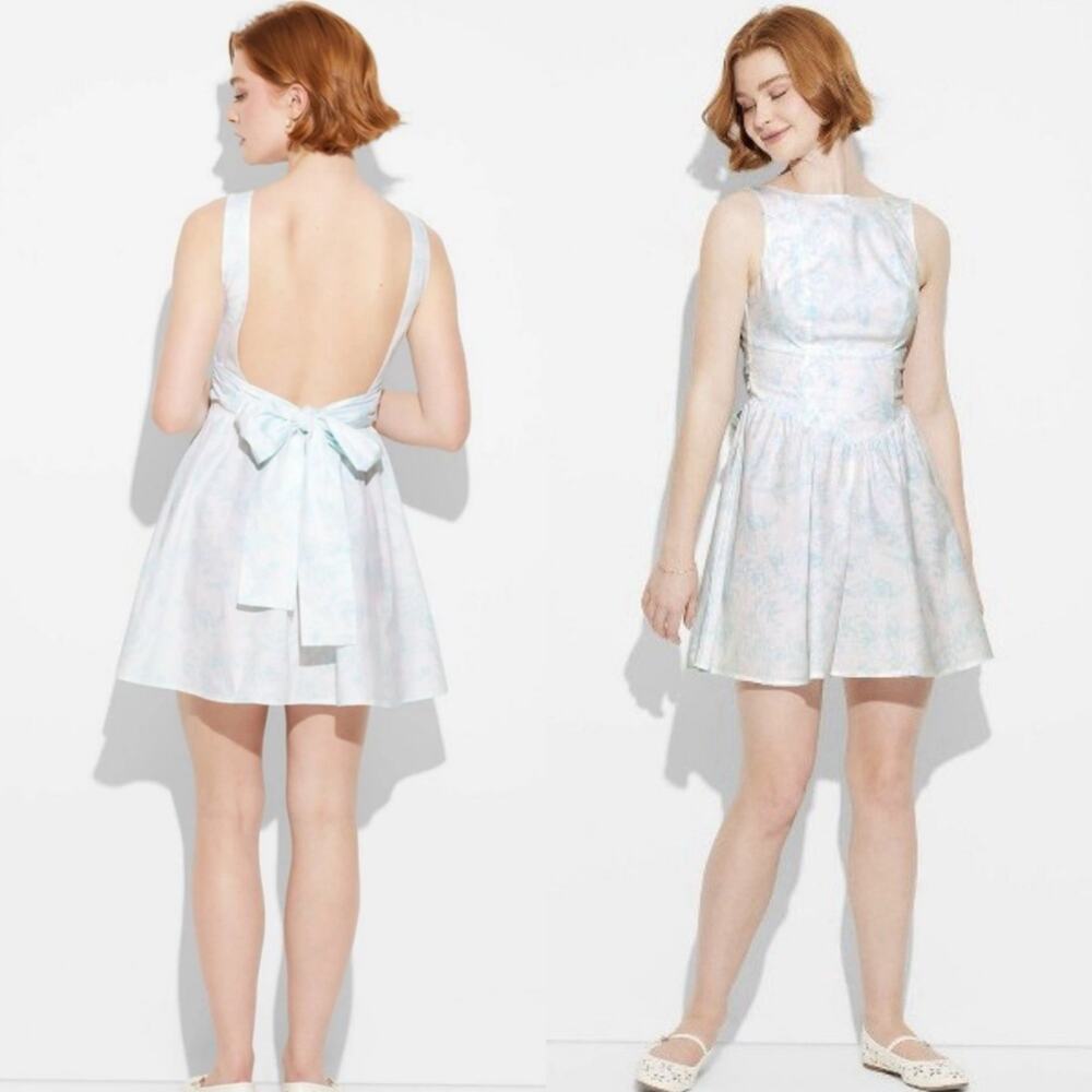 Wild Fable Light Pastel Floral Open-Back Fit & Flare Dress Size XL